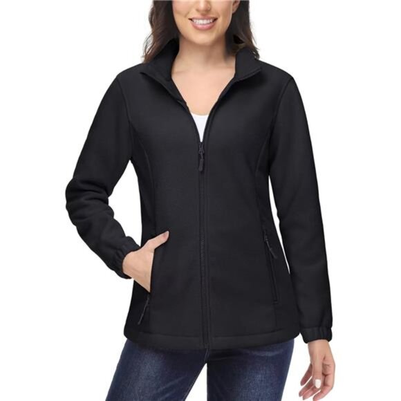 Women's Full-Zip Fleece-Lined Hoodie – Sports Sweatshirt with Handy Pockets - Picture 4 of 7